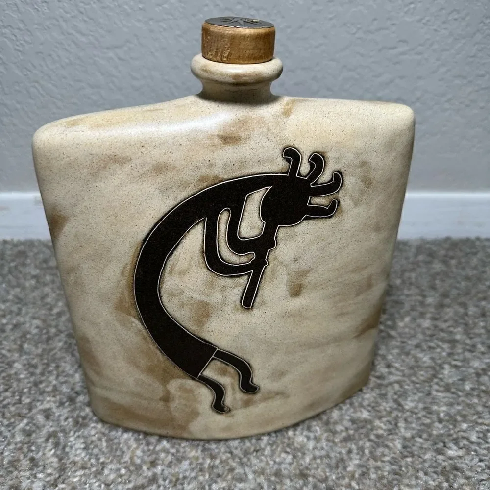 Mara Kokopelli Design Decanter Stoneware Handmade‎